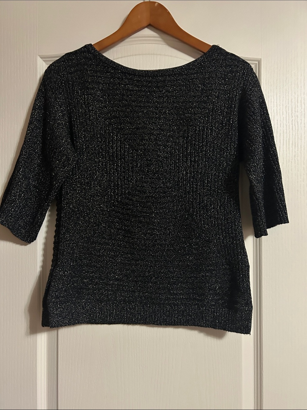 Dana Buchman Black Metallic Scoop Neck Knit Sweater